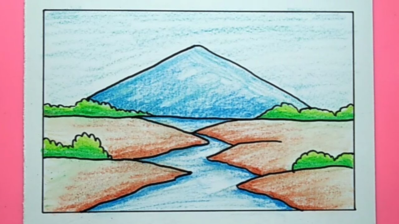 Cara Menggambar Pemandangan Gunung Mudah How To Draw Scenery