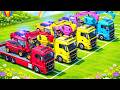 🌈 ALL Colorful Vehicles Transported! 🚛 Police Car 🚓 Excavator 🚧 Trucks FS22