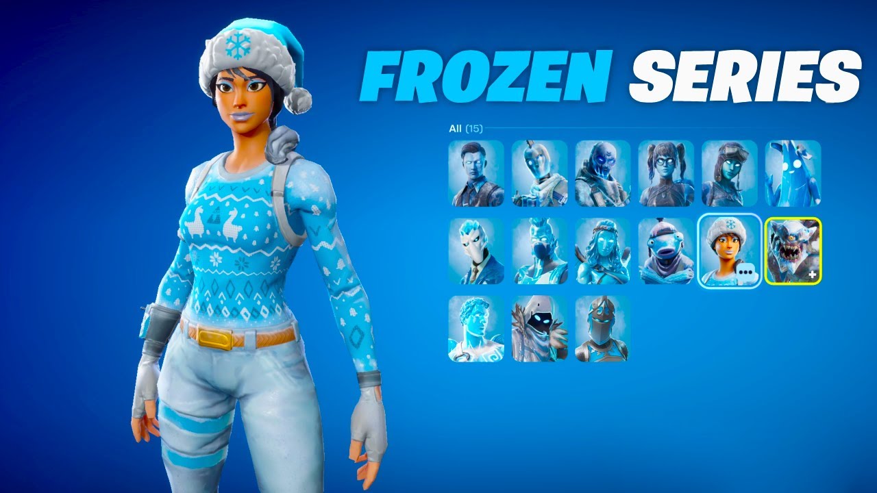 All FROZEN SERIES Skins in Fortnite! (Glacial Dummy, Frozen Nog Ops, Permafrost Raider)