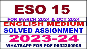 eso 15 solved assignment 2023-24 | eso 15 solved assignment in english 2024 | eso 15 2024