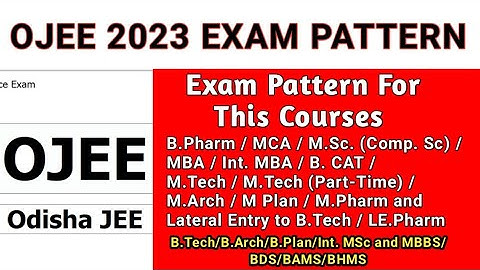 OJEE 2023 EXAM PATTERN ||OJEE 2023 THROUGH JEE MAIN & NEET 2023 ||OJEE 2023