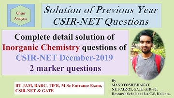 Detail solution of previous year CSIR-NET December-2019 Inorganic Chemistry questions||CSIR-NET