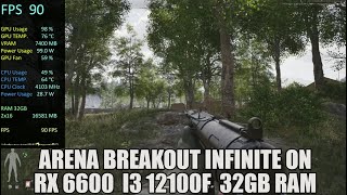 Arena Breakout Infinite on RX 6600 i3 12100F