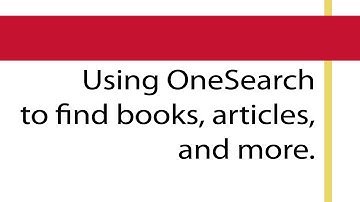 Using OneSearch from the CCAC Library