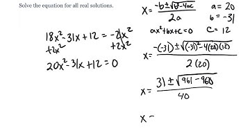 Quadratic Formula Delta Math Example