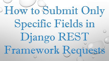 How to Submit Only Specific Fields in Django REST Framework Requests