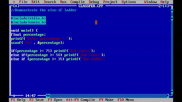 Program to read percentage of marks and to display appropriate message(Demonstrate else-if ladder)