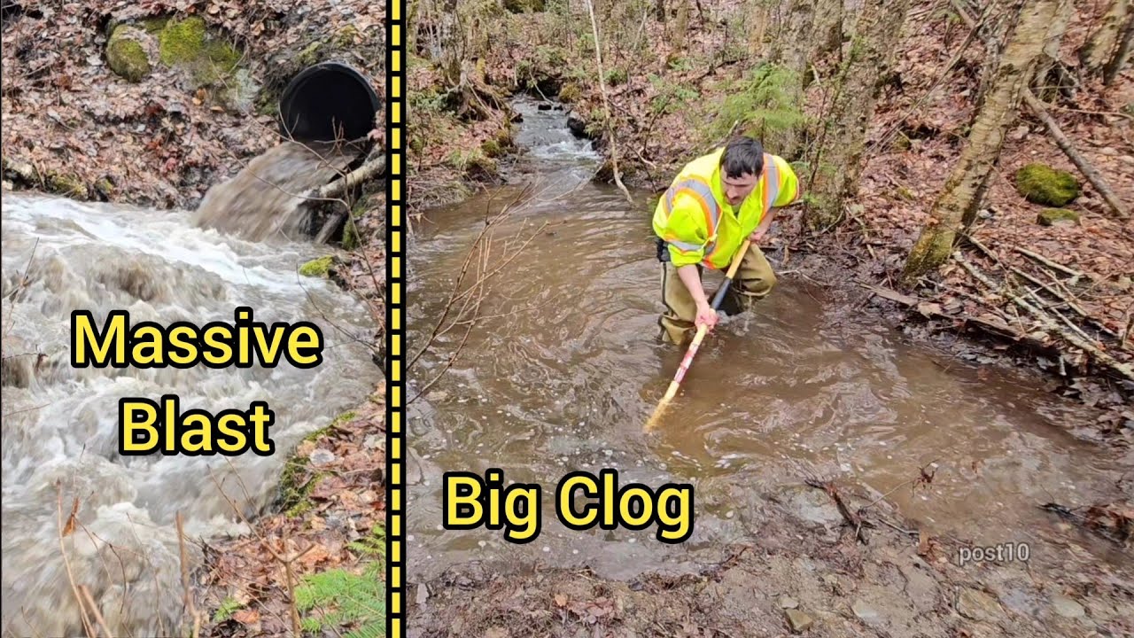 Unclogging, Reaching For A Deep Culvert, Then Huge Blast (Shortened Version)