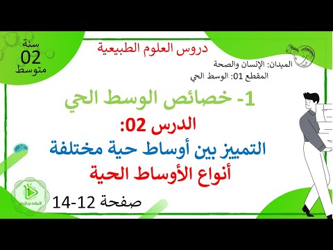 الدرس 02 التمييز بين أوساط حية مختلفة أنواع الأوساط الحية صفحة 12 14 علوم طبيعية سنة 02 متوسط