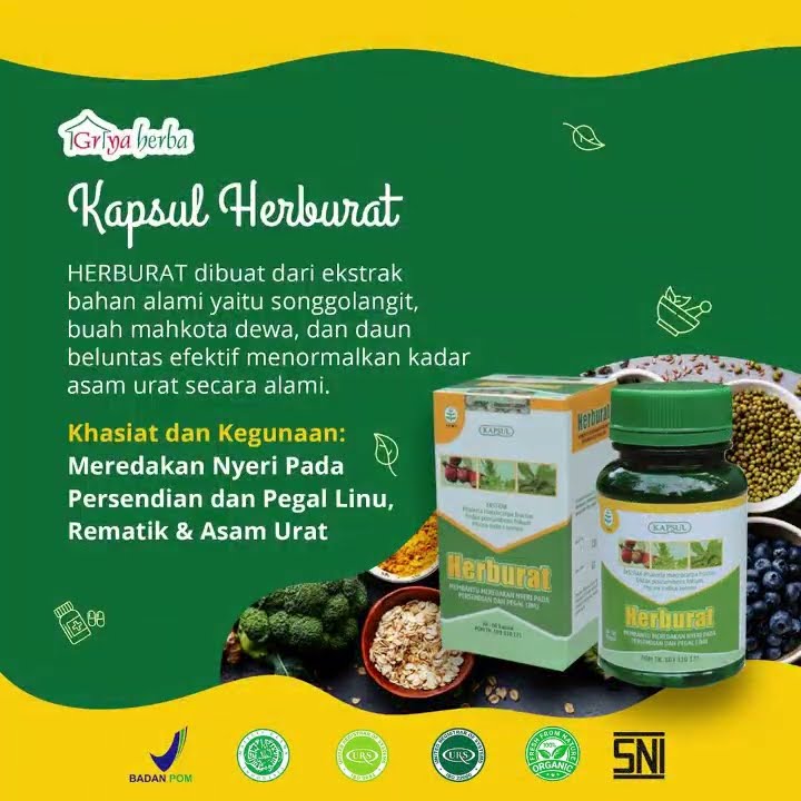 HERBURAT KAPSUL Jamu Asam Urat Nyeri Sendi Obat Rematik Original BPOM