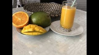 طريقة عصير المانجو و البرتقال اللذيذ جدا. Jus d’orange  et mangue
