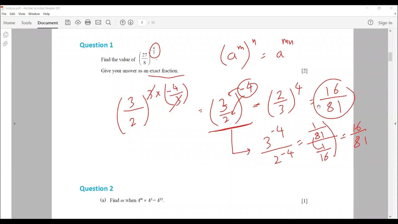 IGCSE Math, Topicalized PYP questions, 1.7 Indices and standard form