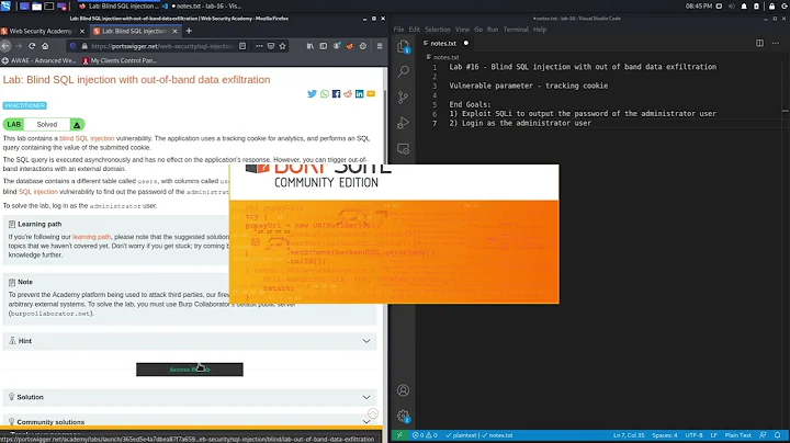 18 Lab #16 Blind SQL injection with out of band data exfiltration