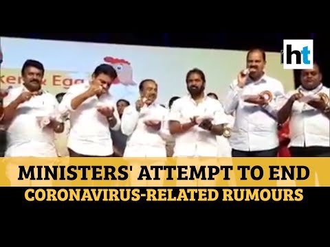 watch:-telangana-ministers-eat-chicken-to-end-coronavirus-related-rumours