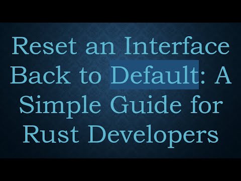 Reset an Interface