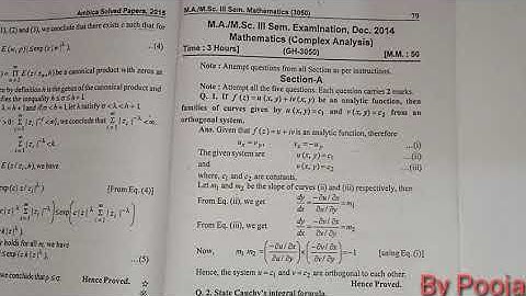 M.A/M.Sc 3rd sem (Complex Analysis) solved paper 2014