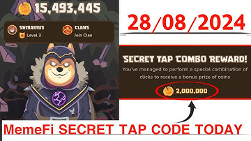 Memefi Secret Reward Combo Today 28/08/2024| Memefi 2,000,000 Coins Code
