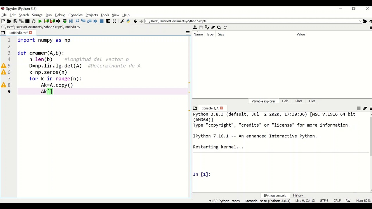Regla de Cramer en Python - YouTube