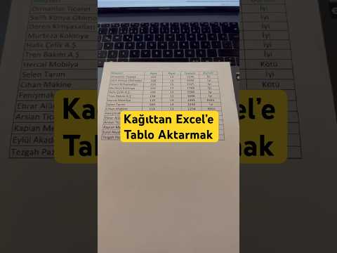 Kağıttan Excel’e Tablo