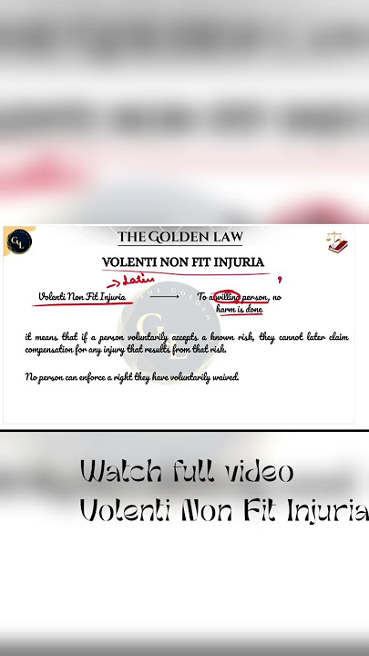 Volenti Non Fit Injuria|| Law of Torts|| Watch Full Video||