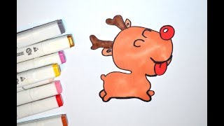 Рисуем оленя к новому году. Drawing a deer for the new year Рисуем оленя к новому году. Drawing a deer for the new year