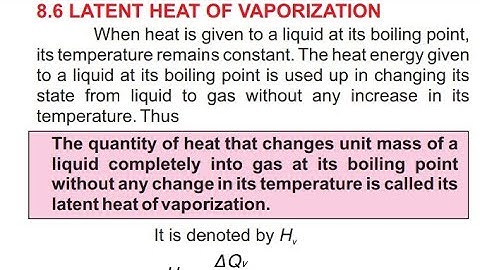 latent heat of vaporization| chapter 8 , class 9th