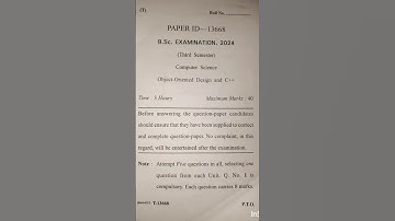 B.Sc. Object oriented design and C++ 2024 question paper gurugram university #mduquestionpaper #mdu