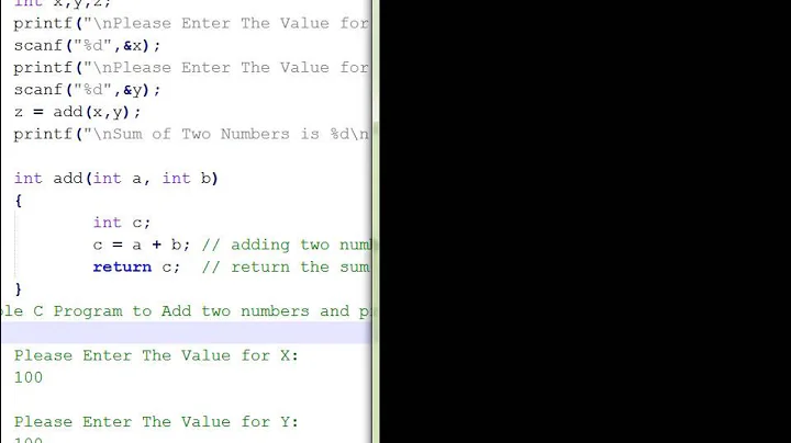 C PROGRAM TO ADD TWO NUMBERS  AND PRINT THE SUM