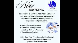 Now Booking. Let Bather Virtual Solutions take the pressure off you so you can focus on you.