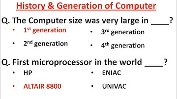 MCQ on Computer History & Generation of Computer | History and Computer Generation Full Explanation