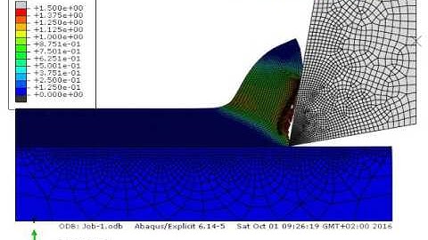 Abaqus CAE explicit orthogonal cutting PEEQ 1