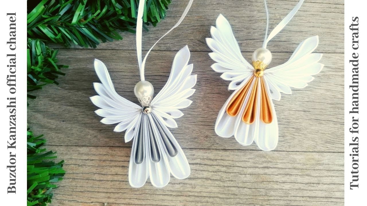 DIY Kanzashi angyalka 0220 / Kanzashi Angel Christmas ornaments