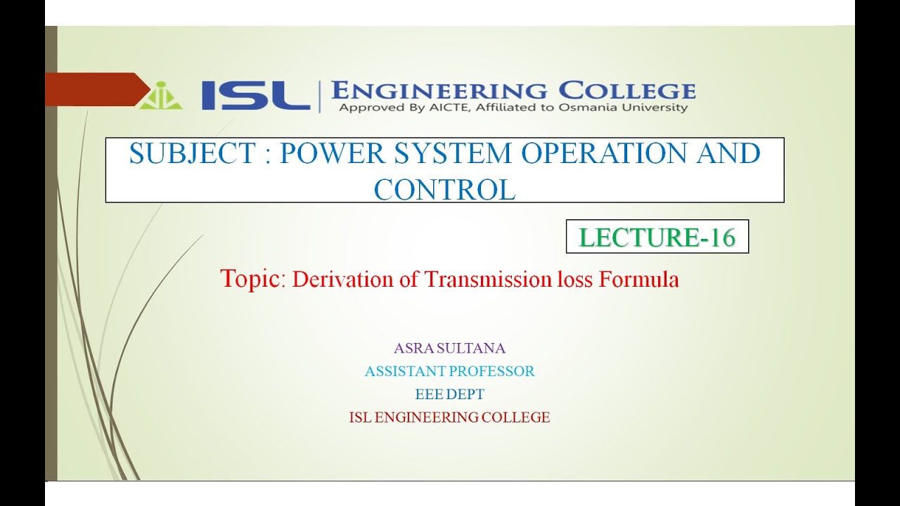 PSOC Lecture 16Derivation of Transmission loss Formula YouTube