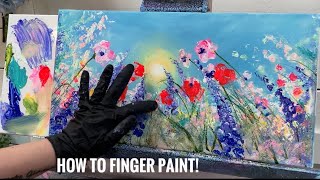 How To FINGER PAINT 🎨 Abstract Flowers in Acrylic screenshot 3