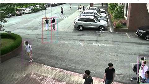 Multi pedestrians tracking test 1 (multi object tracking research)