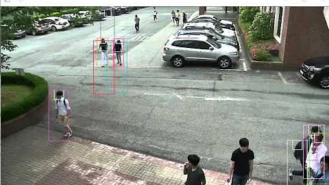 Multi pedestrians tracking test 1 (multi object tracking research)