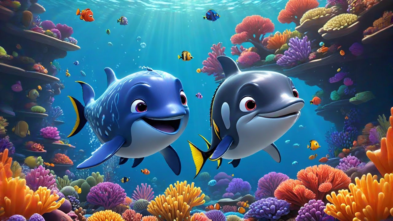 Two Baby Whales Splash in the Waves | Ocean Animal Song for Kids ...