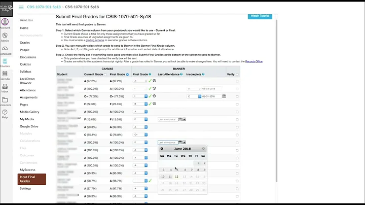 Canvas - Submitting Final Grades