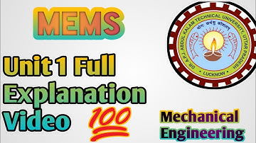 Unit 1 Introduction to Mems Full Explanation Video | Mems | Mems Full Explanation Unit 1 AKTU Part 1
