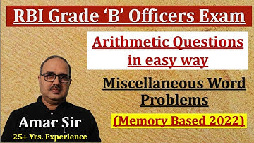 RBI Grade B Officers Exam 2023 | Arithmetic Questions | Memory Based | Amar Sir #wordproblems