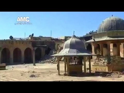 سوريا تدمير مئذنة الجامع الأموي بحلب