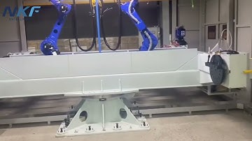 Our designed and produced 1T payload three-axis horizontal positioner, with #yaskawa welding robots