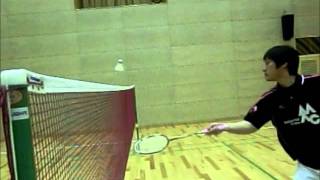 バドミントン－スピンヘアピン（スロー） Badminton spinning net shot