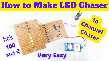 How to make led chaser circuit using 555 and 4017 IC-10 Channel