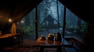 Camping Rainy Day | Fall into a Good Sleep in 5 Minutes with Heavy Rain & Thunder on the Tent | ASMR