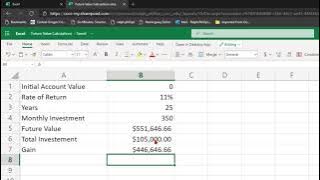 FV Future Value Function in Excel to Estimate Future Account Value with Initial Investment