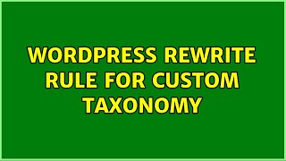 Wordpress: Rewrite rule for custom taxonomy
