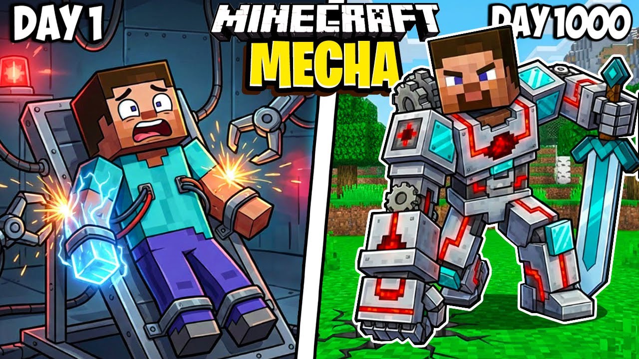 I Survived 1000 Days as a MECHA in Minecraft