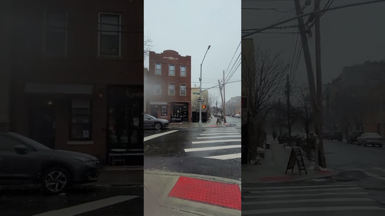 Walking down Graham Ave in Williamsburg Brooklyn on a winter day.