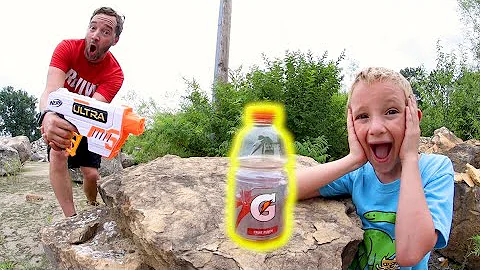 Father VS Son GAME OF BOTTLE FLIP 8! (Nerf Defense!)